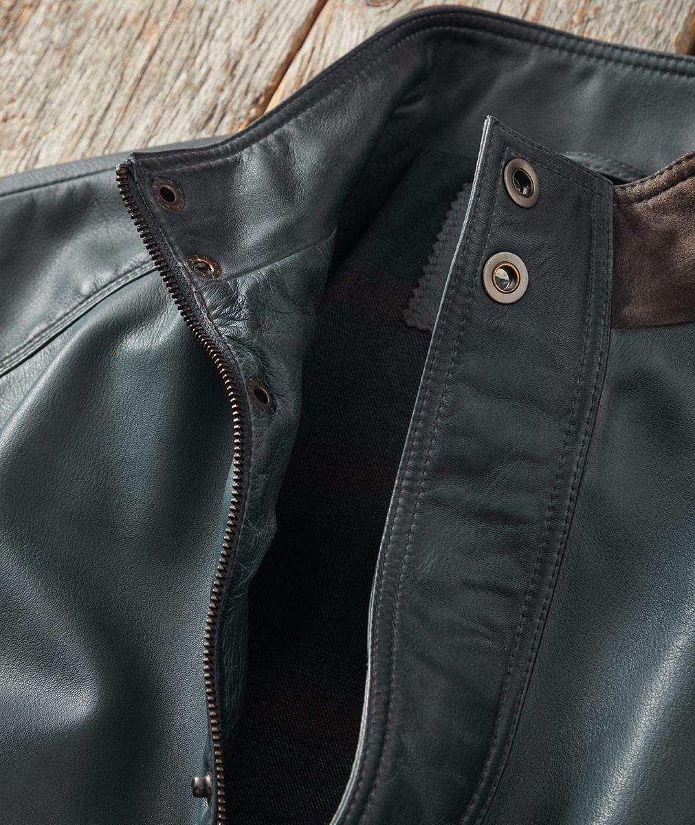 Men's Slate Leather Bomber | Carbon2Cobalt